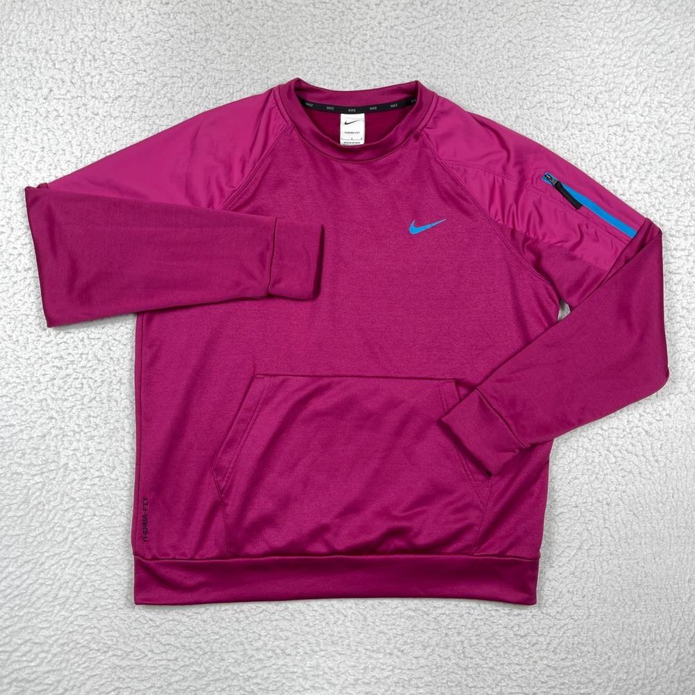 Nike Sweatshirt Mens L Pink Therma Fit Arm Pocket Gorpcore Activewear Fleece
